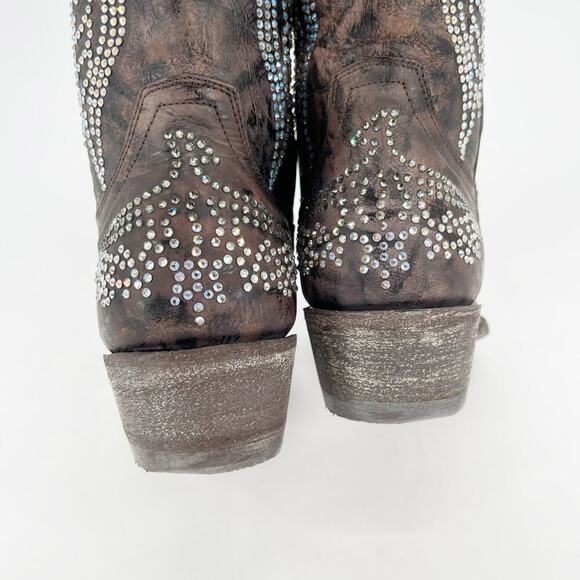 NWOB Old Gringo Brown Swarovski Crystal Eagle Western Cowgirl Boot size 7.5 - Picture 9 of 12